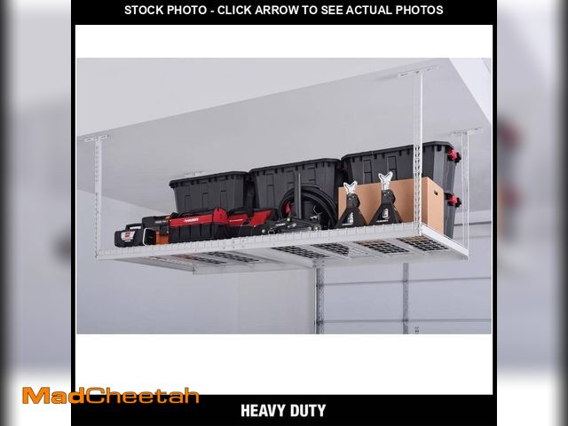 Lot 74-12586089 - Husky 97.5 in. W x 43.75 in. H x 32 in. D Adjustable Metal Overhead Garage Storage Rack in White - U...