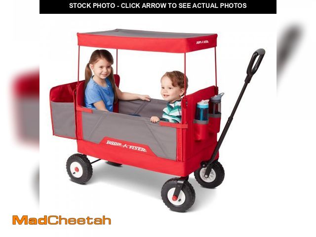 Lot 74-12423433 - Radio Flyer  3-in-1 All-Terrain EZ Fold Wagon with Canopy  Red and Gray  Air Tires - UNUSED