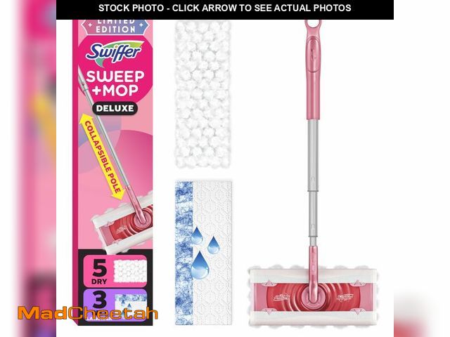 Lot 74-12893783 - (MISSING ALL ACCESSORIES) Swiffer Sweep and Mop Deluxe, Limited Edition Pink Wicked: for Good, 2-in-...
