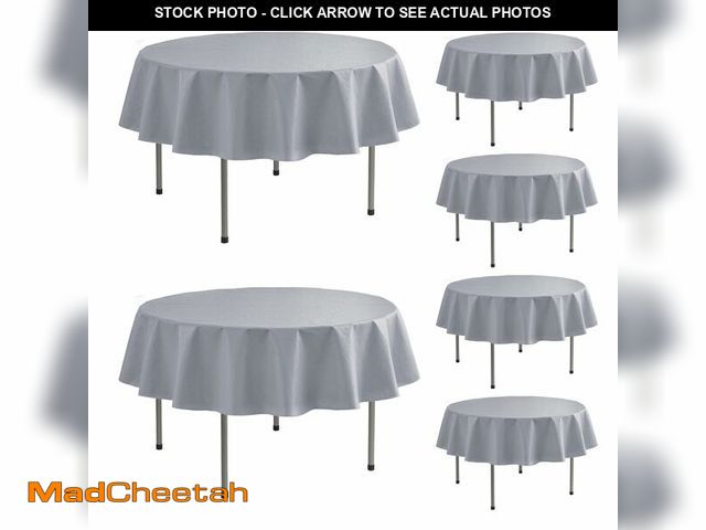 Lot 74-14296652 - Enjoyidea Round Vinyl Tablecloth with Flannel Backing-6 Pack Grey 60 Inch Waterproof Table Cloths Pl...