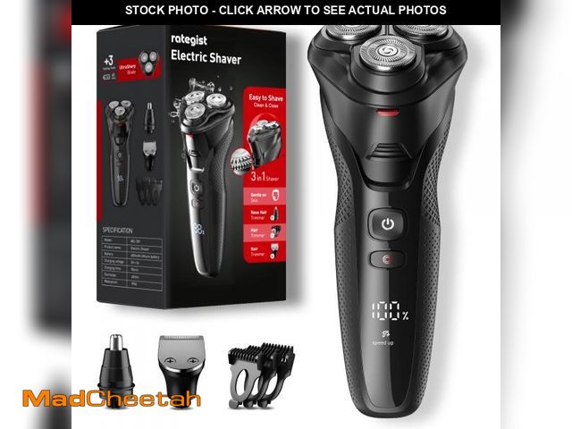 Lot 74-11555771 - rategist Cordless Electric Razor for Men: 3-in-1 Shaver for Beard/Nose/Sideburns - IPX7 Waterproof T...