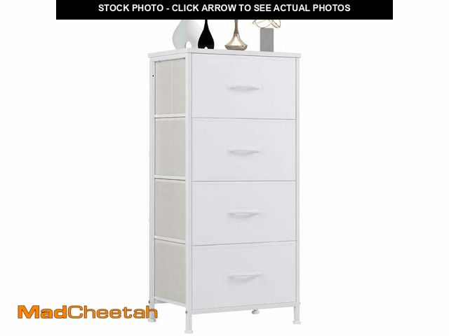 Lot 74-12549841 - ZUNMOS 4 Drawer Fabric Dresser for Bedroom, Tall Chest of Drawer Organizer Storage Cabinet for Close...