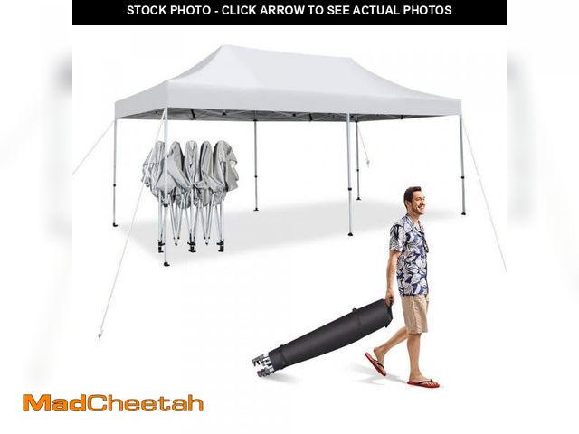 Lot 74-12288984 - Gymax 10  ft.  x 20  ft.  White Pop-Up  Canopy Tent UPF 50 Plus Folding Instant Sun Shelter Patio - ...
