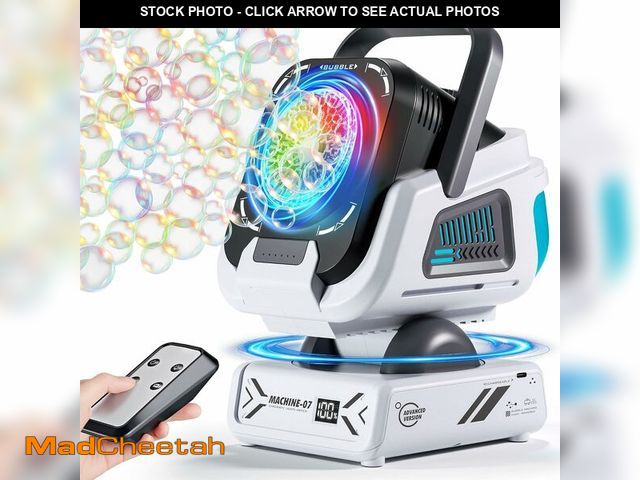 Lot 74-14145188 - Belemar Upgraded Bubble Machine with Remote Control, Automatic Rotation &amp; RGB Lights, 1800mAh Re...