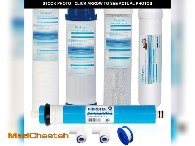 Lot 74-12307006 - Geekpure 5 Stage Reverse Osmosis Replacement Filter Set with 50 GPD Membrane -Standard 10 Inch - UNU...