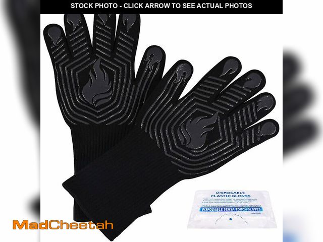 Lot 74-12969762 - BBQ Gloves, 1472ÃÂ°F Heat Resistant Fireproof Mitts, Silicone Non-Slip Washable Oven Kitchen Gloves...