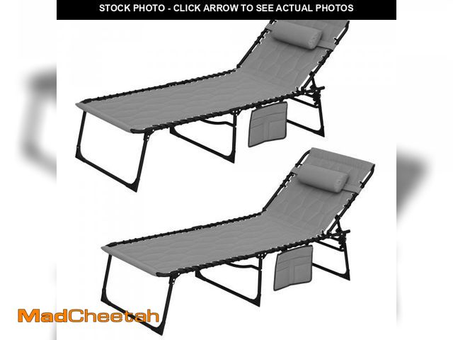 Lot 74-12090451 - Outsunny Folding Chaise Lounge with 5-Level Reclining Back, Outdoor Lounge Tanning Chair with Padded...