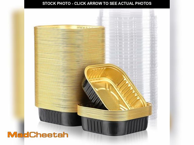 Lot 74-13712550 - Beasea Aluminum Foil Ramekin Cups With Lids, 100 Pack 8.5oz 250ml 4 Inch Mini Disposable Square Foil...