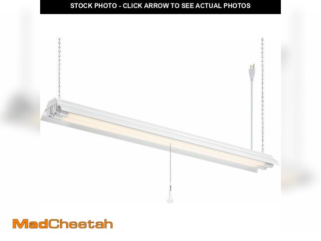 Lot 74-12632912 - DESIGNERS FOUNTAIN 2-Lights Shop Light Fixture, 4 ft T8 LED Hanging Ceiling Lighting for Garage, Wor...