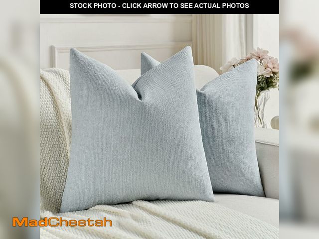Lot 74-12436310 - FUTEI Dusty Blue Chenille Decorative Throw Pillow Covers 20x20 Inch Set of 2,Soft Cozy Faux Linen Te...