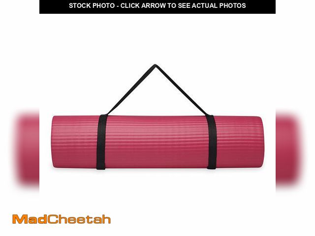 Lot 74-13835890 - Gaiam Essentials Thick Yoga Mat Fitness &amp; Exercise Mat with Easy-Cinch Carrier Strap, Pink, 72"L...