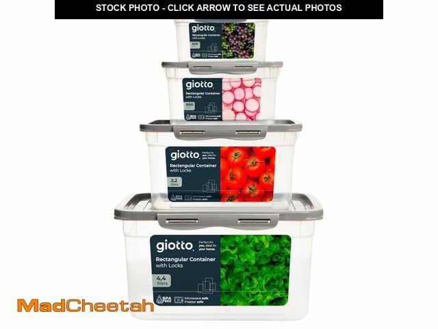 Lot 74-14267583 - Giotto FreshStack Rectangular Plastic Food Storage Containers with Lids Set of 4 lock 17oz, 30oz, 74...