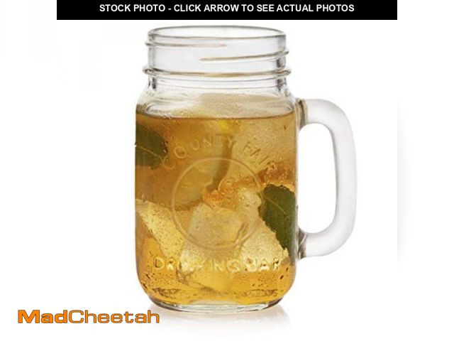 Lot 74-12367638 - Libbey County Fair Set of 12 Mason Drinking Jars with Handles, Classic 16.5 oz Glass Mason Jar Mugs ...