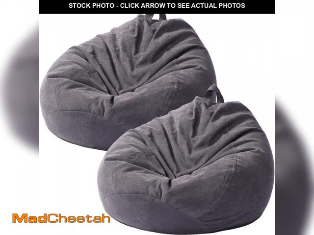 Lot 74-12314306 - Tranqun 2 Pcs Bean Bag Cover Chair Cover Soft Corduroy Stuffed Animal Bean Bag Storage for Adults In...