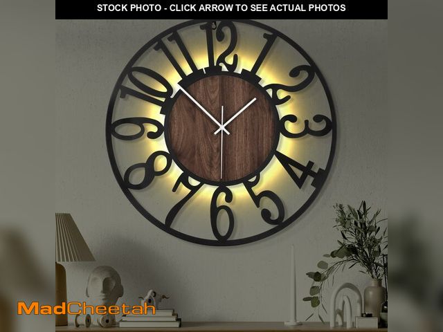 Lot 74-13563792 - Casaformia 24'' Silent Wall Clock with Night Light, Glow in The Dark Decorative Wall Clock Battery O...