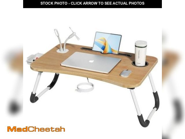 Lot 74-12401913 - Lapdesk for Bed  Foldable Bed Desk with 4 USB Ports  Cup Holder and Draw  Bed Tray Table for Working...