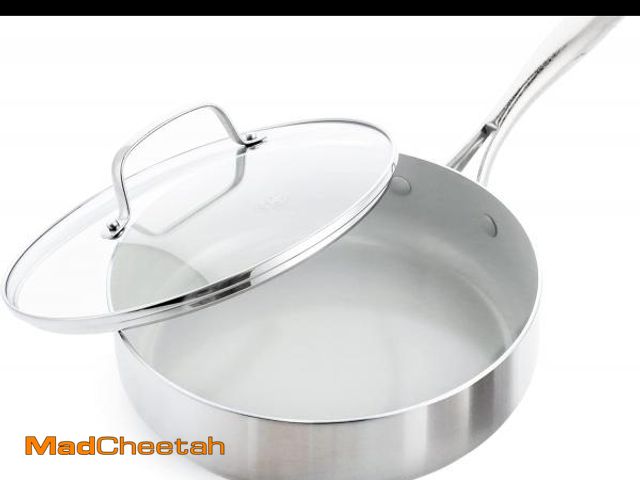 Lot 74-12510230 - GreenLife Tri-Ply Stainless Steel Healthy Ceramic Nonstick, 3.75QT Saute Pan Jumbo Cooker with Lid, ...