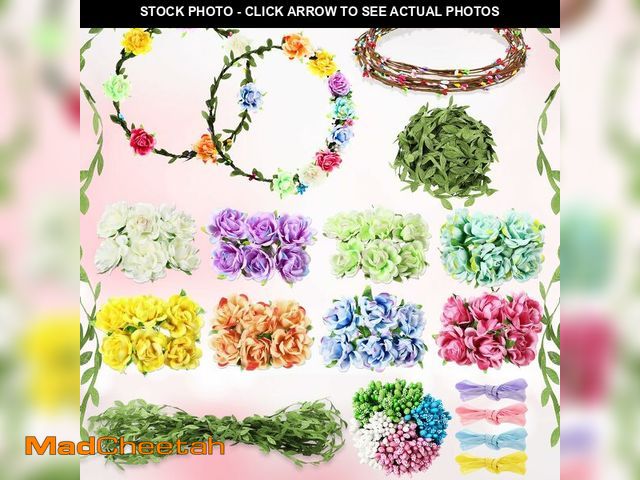 Lot 74-12719342 - Zeyune 20 Sets Flower Crowns Making Kit, Make Your Own Flower Crown Wreath Garland Headbands Craft K...