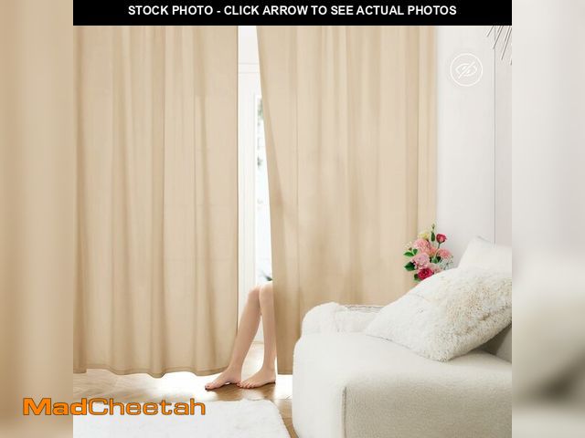 Lot 74-12701731 - HOMEIDEAS Non-See-Through Beige Privacy Sheer Curtains, 52 X 45 Inches Long 2 Panels Taupe Sheer Cur...