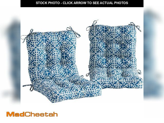 Lot 74-13844587 - Greendale Home Fashions Outdoor 42x21-inch Seat/Back Chair Cushion (Set of 2), Azure - UNUSED