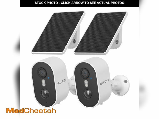 Lot 74-12698271 - ARCCTV Security Camera Wireless Outdoor, 4MP Recharge Battery Powered WiFi Camera with Solar Panel, ...