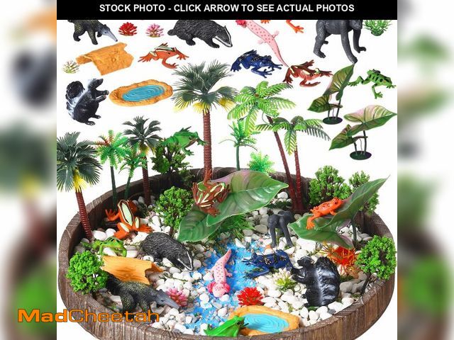 Lot 74-12978085 - Sratte 26 Pcs Rainforest Animals Figures Playset Include Jungle Animals Figures Model Trees Rain For...