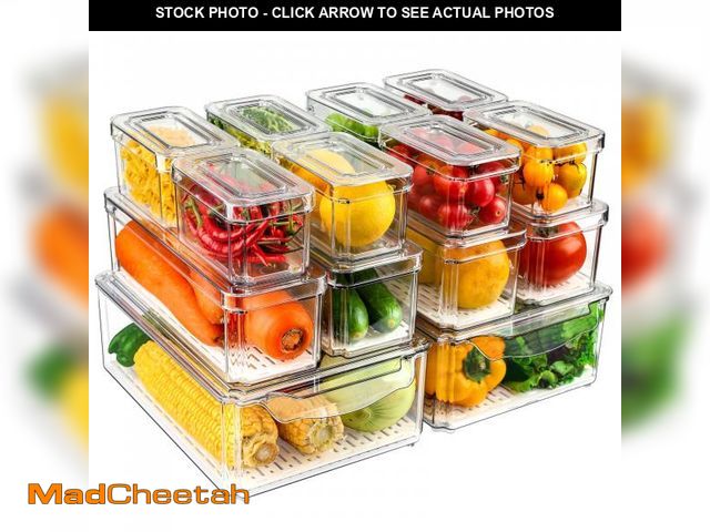 Lot 74-11554368 - NISILIN 14 Pack Fridge Organizers and Storage - Refrigerator Organizer Bins with Lids, BPA-Free Frid...