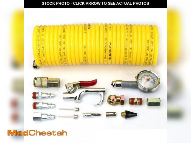 Lot 74-12492107 - Husky 25 ft. Recoil Nylon Air Hose Kit 15-Piece - UNUSED