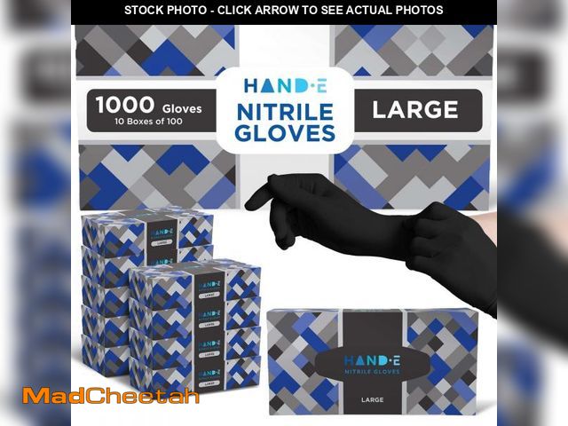 Lot 74-12307506 - Hand-E Touch Black Disposable Nitrile Gloves Medium 1000 Count Case - Powder Free, Surgical Medical ...