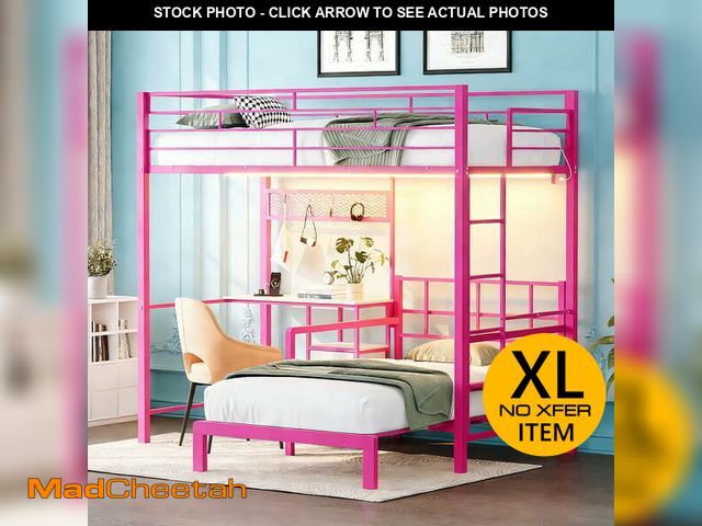 Lot 74-13774004 - (MISSING HARDWARE) Ktaxon Twin over Twin Bunk Bed with Desk and Stoarge Drawers, Metal Loft Bed Fram...