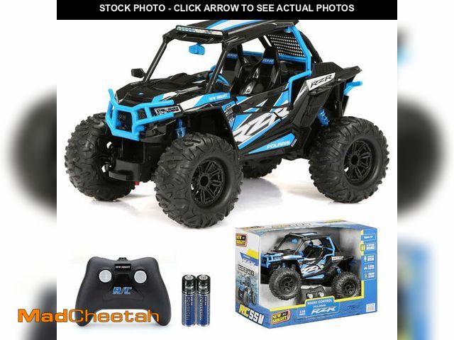 Lot 74-12859264 - (MISSING REMOTE,BATTERIES) New Bright (1:14) Polaris RZR Battery Remote Control Blue ATV, 1475U-2B C...