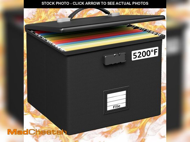 Lot 74-14208604 - Fire Proof File Box for Documents - Portable Fireproof Document Organizer Box with Handle Waterproof...
