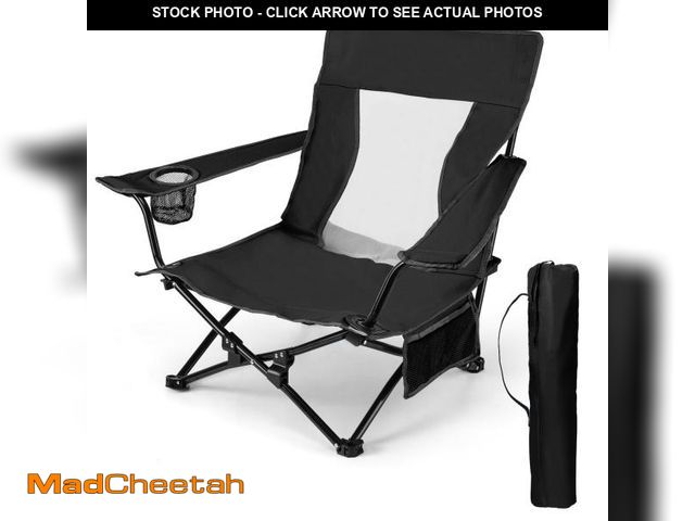 Lot 74-12487525 - Walchoice Folding Beach Chair for Adults, Low Seat Camping Chair with High Back, Wide Seat Chair wit...