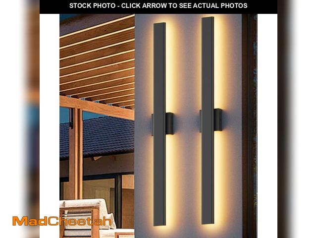 Lot 74-13564763 - Aipsun 2 Packs Outdoor Wall Sconce, 3000K 4000K 6000K, 47.2in Modern Black Exterior Light, Long LED ...