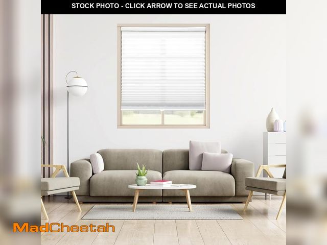 Lot 74-12516035 - DEZ FURNISHINGS Cordless 1" Signature Light Filtering Pleated Fabric Shade, 35.5" W x 42" H, White -...