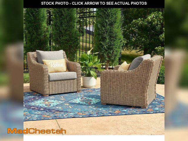 Lot 74-12556972 - (MISSING ONE CHAIR) Better Homes &amp; Gardens Bellamy 2-Pack Outdoor Wicker Club Lounge Patio Chair...