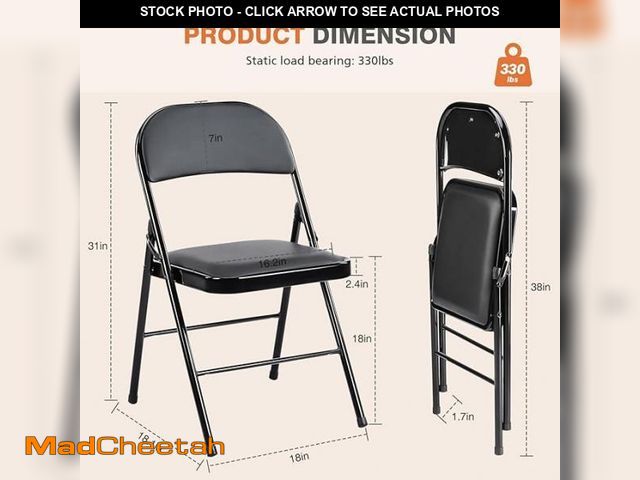 Lot 74-12488345 - Sweetcrispy Folding Chair 4 Pack, Leather Padded Folding Chairs, Sturdy Metal Foldable Chairs, Easy ...