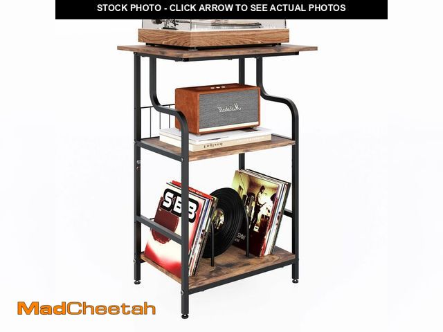 Lot 74-14384523 - Record Player Stand, 3-Tier Record Player Table, Vinyl Record Storage with Extra-Large Desktop, Turn...