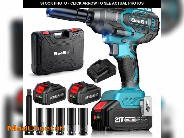 Lot 74-10950314 - (MISSING BATTERY) Seesii 1000Nm(738ft-lbs) Cordless Impact Wrench High Torque,1/2" Brushless Impact ...