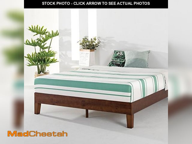 Lot 74-12264129 - Mellow 12" Solid Wood Platform Bed Frame W/Grand Wooden Slat (No Box Spring Needed), Antique Espress...
