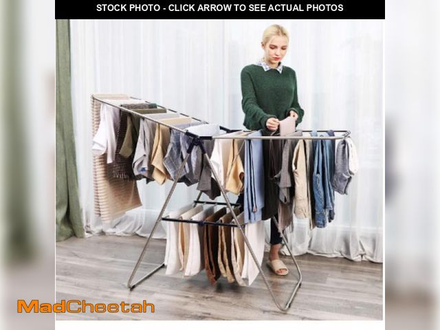 Lot 74-12156083 - Cheflaud Clothes Drying Rack Stainless Steel Gullwing Space-Saving Foldable - UNUSED