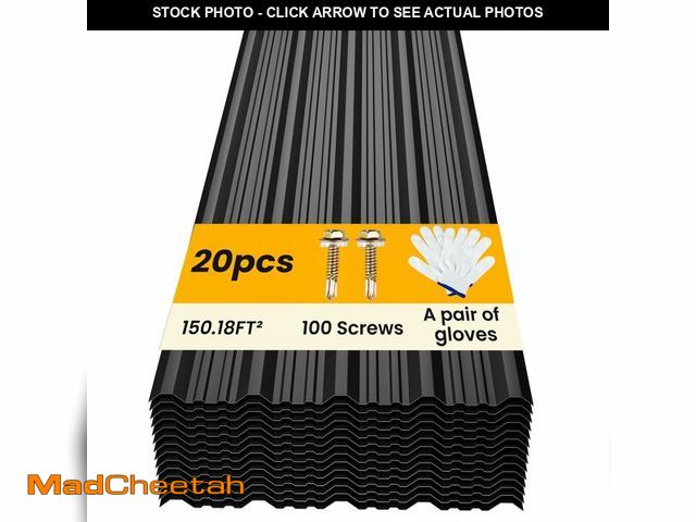 Lot 74-12785172 - (DENTED) BOBIBAN 20 pcs Metal Roofing Panels - Corrugated Galvanized Roof Panels L61.02x W17.72 Inch...