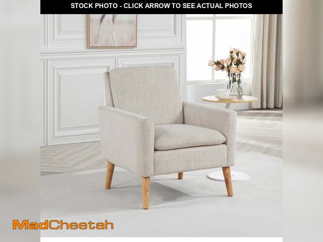 Lot 74-12887134 - Mainstays Round Arm Accent Chair, Ivory Linen - UNUSED