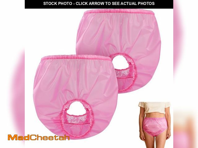 Lot 74-14426207 - Florith 2Pack Adult Plastic Incontinence Pants Side Leakage Prot, Pink, XXL - UNUSED