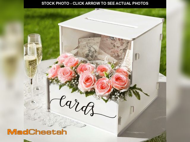 Lot 74-14064746 - SOFARKKT White Card Box with Slot, Wedding Card Boxes for Reception with Flower Trough, Elegant Sugg...