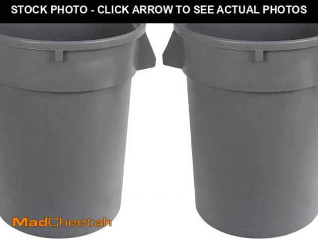 Lot 74-12396414 - Basics Heavy Duty Durable Round Trash Can, Grey, 32 gallon (Pack of 2) - UNUSED