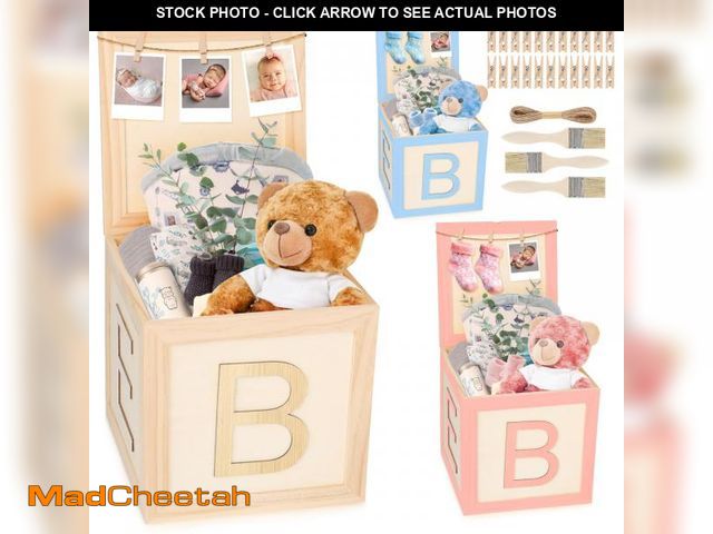 Lot 74-12416885 - 3 Set Wooden Baby Shower Baskets for Boys Girls Large Newborn Essentials Stuff Must Haves Gender Rev...