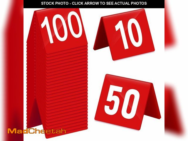 Lot 74-13549511 - Tuanse 100 Pcs Acrylic Table Numbers 1-100 Double Sided Minimalist Restaurant Wedding Table Tent Car...