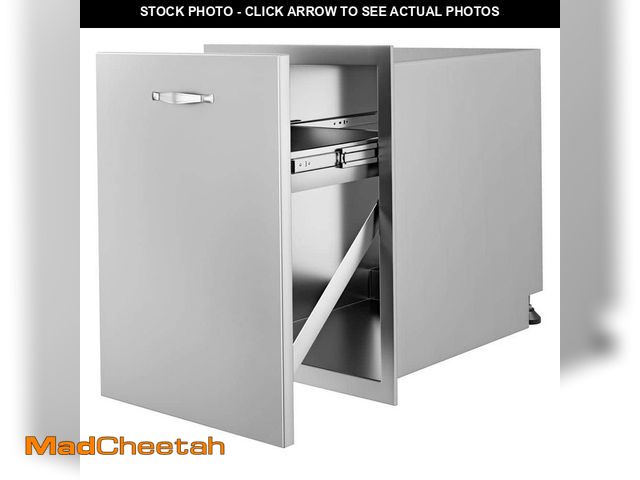 Lot 74-12804764 - VEVOR 17.7 in. x 22.8 in. Outdoor Kitchen Drawers Stainless Steel Trash Drawer with Handle for Outdo...