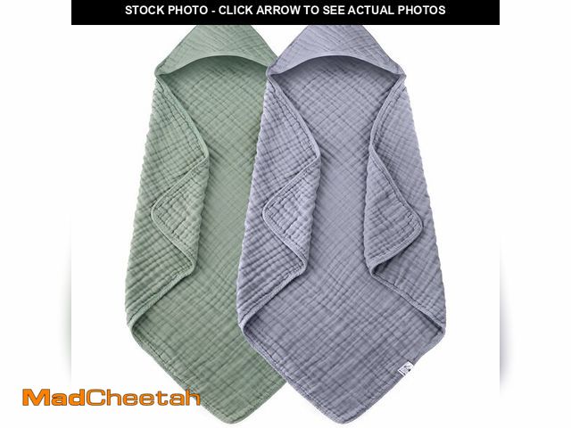 Lot 74-12705992 - Spotted Play 2 Pack Hooded Baby Towels - 100% Muslin Cotton for Newborns, Infants, Toddlers - Large ...